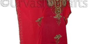 Heavy Crystals Work Golden Beaded Short Kaftan