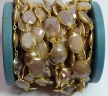 Peach Moonstone Silver Coated Gemstone Beads