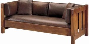 LEATHER SOFA WITH WOODEN BASE
