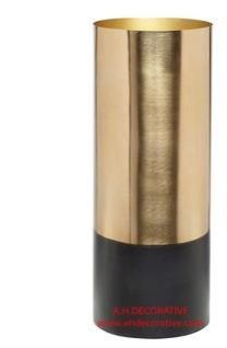 Black & Gold Metal Cylinder Vase