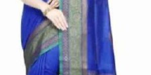 Blue Dupion Silk Saree