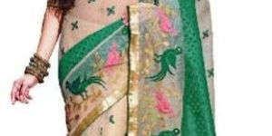 Green Super Net Embroidered Saree
