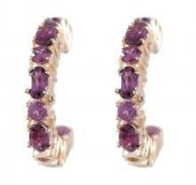 Rhodolite Cluster Hoop Earring