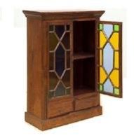 Colorful Glass Door Storage Wooden Cabinet