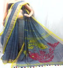 Designer Tussar Silk and Linen Jamdani Sarees