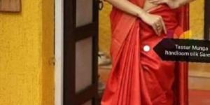 Plain Tussar Silk and Linen Jamdani Sarees