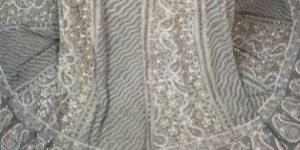 Grey Mukaish Chikankari Lehenga Skirt