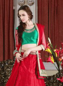 Embroidery Work on Lehenga with Net Dupatta and Dupion Net Blouse