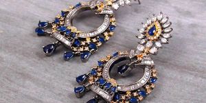 Bollywood Ethnic Short Beautiful Earring in Black Plated