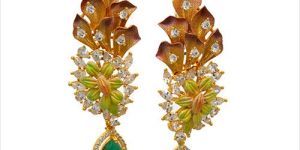 Enamel and Stones Studded Silver Plated Earring