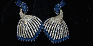 Gold Rose Plated Blue CZ Earring