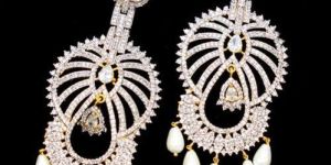 Heavy Pearl Beaded White Earrings with Gold Plated