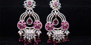 Long Tail Pink Color Stone Earring