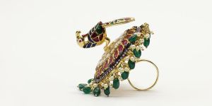 Multi Color Meena Kundan Ring for Women