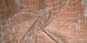 Silk Organza Mettalic Gold Plaids Silver Threads Fabric