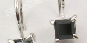 925 Silver BLACK ONYX FASHIONABLE Dangle Earrings