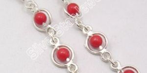 925 Silver CORAL UNUSUAL BEADS Dangle Earrings