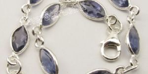 925 Silver Genuine Blue IOLITE Facetted Bracelet