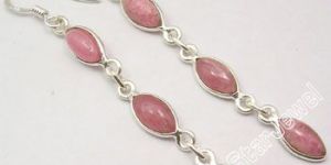 925 Silver RHODOCHROSITE LONG Dangle Earrings
