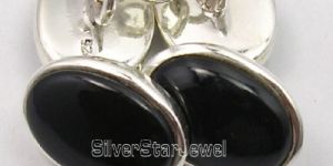 925 Solid Silver BLACK ONYX New Cufflinks