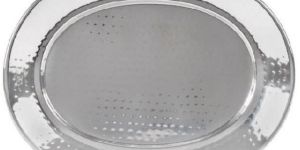 Oval Stainless Steel Hammered Serving Tray