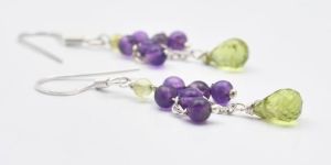 Amethyst Peridot Earrings with Silver