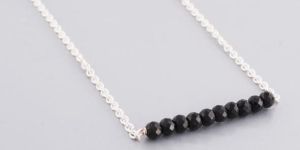 Black Spinel Bar Necklace