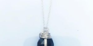 Black Tourmaline Silver Wire Wrapped Pendant