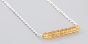 Citrine Bar Necklace with Silver