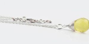 Lemon Quartz Drop Pendant Sterling Silver