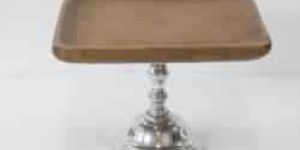 Sqaure Shape 1 Tier Wood and Metal Cake Stand