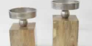 Wooden and Recycled Aluminum Candle Holder