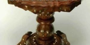 Sheesham Wood Hand Carved Brass Inlay High End Side Table