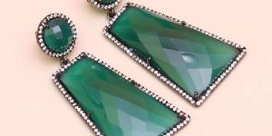 Green Onyx with 925 Sterling Silver Dangle AND Drop Earring