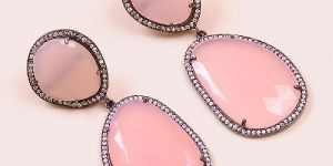 Pink Chalcedony with Sterling Silver Dangle AND Drop Earring