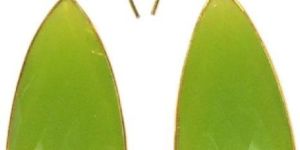 Prehnite Pear Shape Gold Plated Bezel Dangle Earring