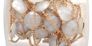 Rainbow Moonstone Fancy Shape Gemstone Connector Chain