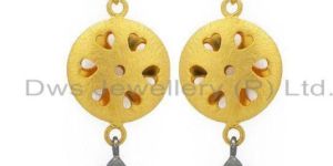 24K Yellow Gold Plated Brass Hydro Green Fashion Earrings