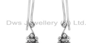 Amazonite Gemstone Oxidized Designer Silver Hook Earrings Jewelry