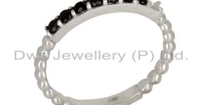 Black Onyx Gemstone Cluster Stacking Eternity 925 Sterling Silver Band Ring