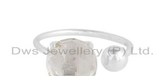 Crystal Quartz Gemstone Designer Sterling Silver Womens Rings