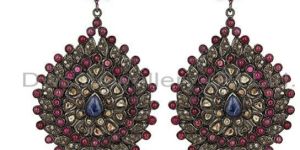 Designer 925 Sterling Pave Diamond Gemstone Earrings Jewelry