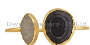 Handmade Gold Plated Brass Fashion Gemstone Cuff Bangle