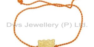 Handmade Gold Plated Silver Orange Macrame Bracelet for Womens