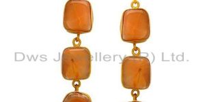 Handmade Sterling Silver Red Jasper Gemstone Dangle Earrings