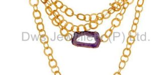 Natural Hole Druzy 18K Gold Plated Necklace