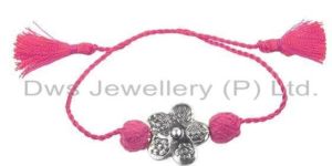 Oxidized Flower Designer 925 Silver Pink Macrame Bracelet Jewelry