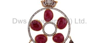 White Zircon 18K Gold Plated Handmade 925 Silver Smoky Quartz Pendant