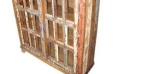 2 Glass Door Reclaimed Wood Furniture Cabinet