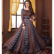 Digital Printed Stripe Style Long Dress